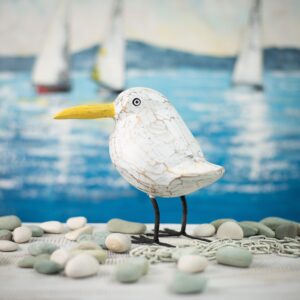 Hand Painted Wooden Bird Sculpture of a Barn Owl