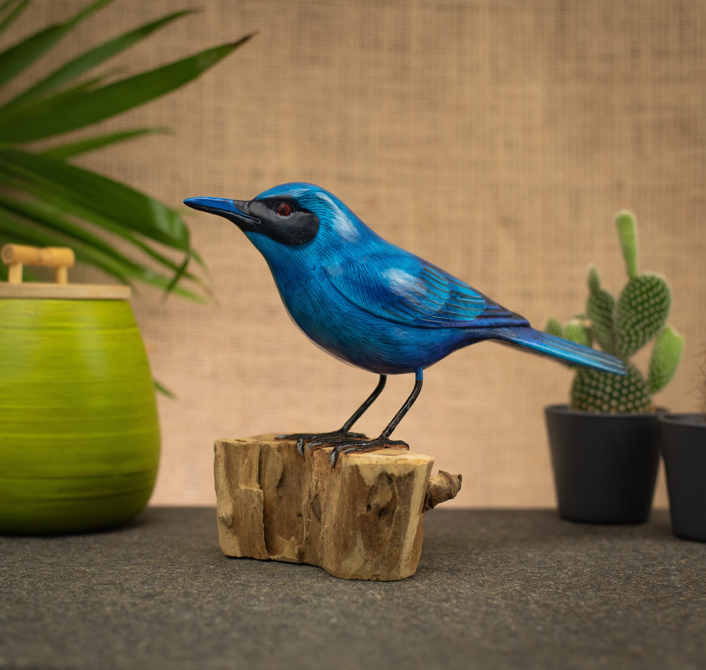 Hand Painted Wooden Bird Sculpture of a Barn Owl